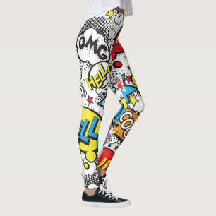 Farbige Comic-Pop-Art-Sprechblasen-Muster Leggings