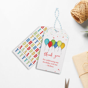 Farbige Confetti Whimsical Calligraphy Balloons Geschenkanhänger