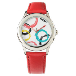 Farbige, coole, moderne, trendige Pinselstrichkrei Armbanduhr