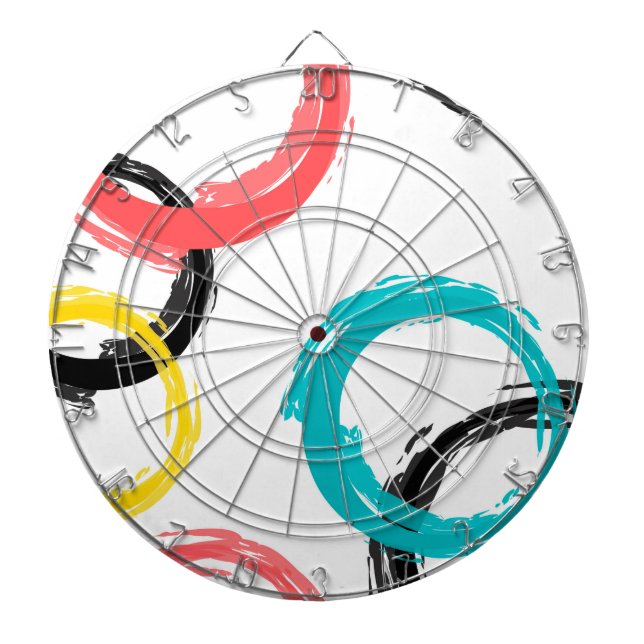 Farbige, coole, moderne, trendige Pinselstrichkrei Dartscheibe (vorne)