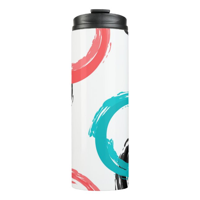 Farbige, coole, moderne, trendige Pinselstrichkrei Thermosbecher (Vorderseite)