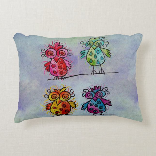 Farbige Couchkissen (Whimsical Birds 01) Dekokissen (Vorderseite)