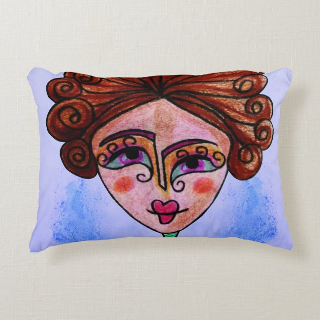 Farbige Couchkissen (Whimsical Woman 01) Dekokissen (Vorderseite)