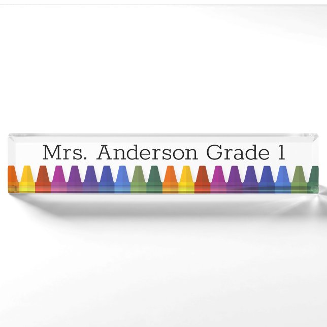 Farbige Crayons personalisieren Schreibtischnamens Namensplakette (Vorderseite)