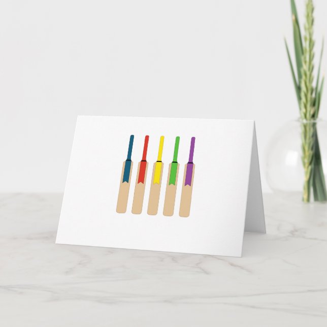 Farbige Cricket Bats Card Karte (Vorderseite)