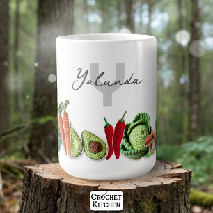 Farbige Crochet Gemüse Aufkleber Collage Name Kaffeetasse