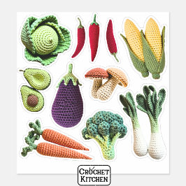 Farbige Crochet-Gemüsemushroom-Zubereitung Aufkleber