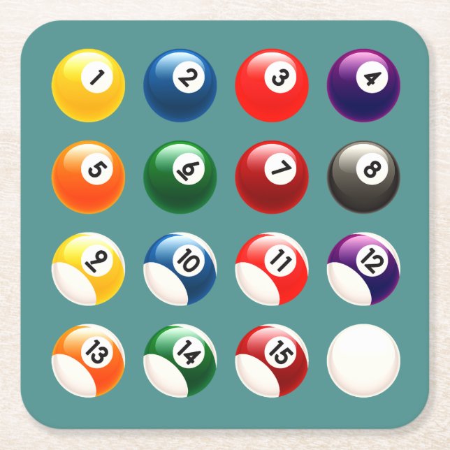 Farbige Cue Balls Rechteckiger Pappuntersetzer (Vorderseite)