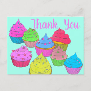 Farbige Cupcakes Danke 2 Postkarte