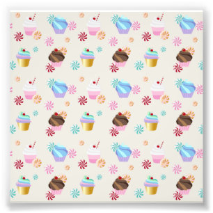 Farbige Cupcakes Süße Süßigkeiten Bäckerei Dessert Fotodruck