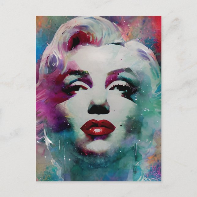 Farbige Cyberpunk-Frau Postkarte (Vorderseite)