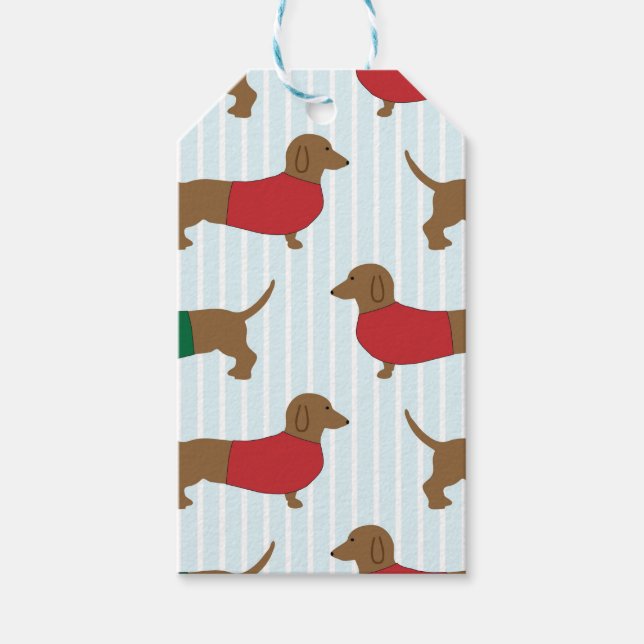 Farbige Dackel Hunde Geschenkanhänger (Vorderseite)