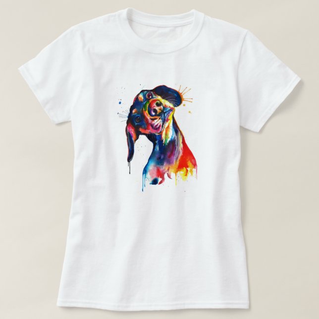 Farbige Dackel T - Shirt (Design vorne)