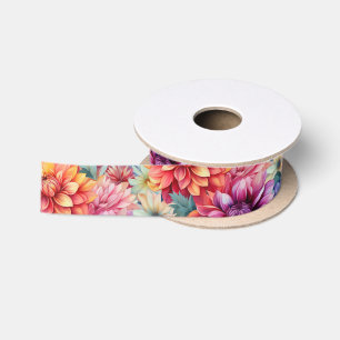 Farbige Dahlien Satinband