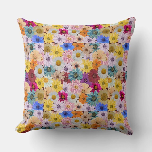 Farbige Daisy Gemustert Throw Kissen (Vorderseite)