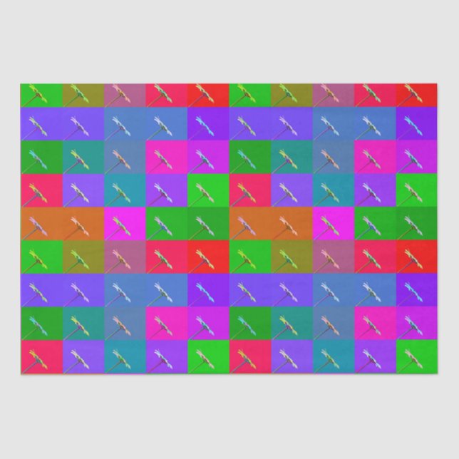 Farbige Daisy Squares, Abstraktes Blumenmuster Seidenpapier (Vorderseite)