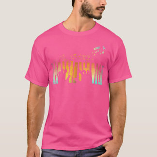 Farbige Damen-Musikinstrumente-Pianistin-Tastatur T-Shirt