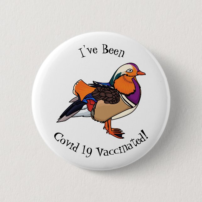 Farbige Darstellung der Mandarinenente Button (Vorderseite)