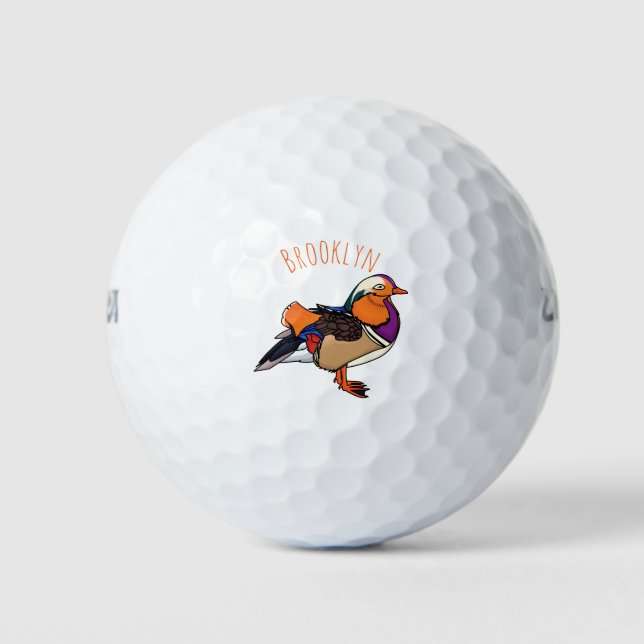 Farbige Darstellung der Mandarinenente Golfball (Vorderseite)