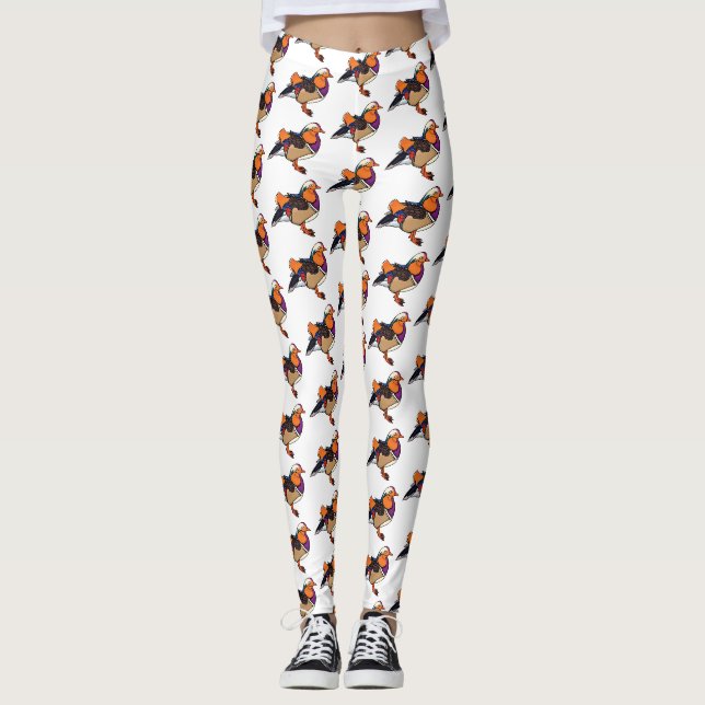 Farbige Darstellung der Mandarinenente Leggings (Vorderseite)