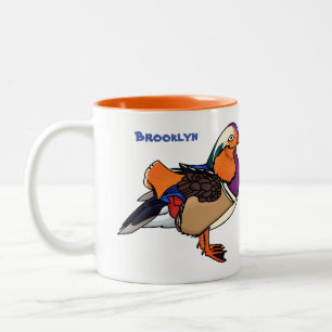 Farbige Darstellung der Mandarinenente Zweifarbige Tasse