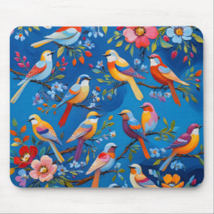 Farbige Darstellung von Singvögeln Mousepad