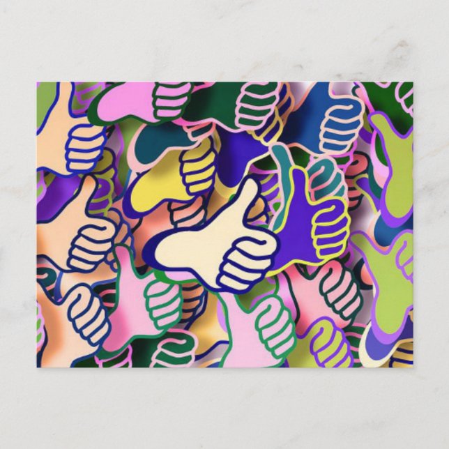 Farbige Daumen nach oben Postkarte (Vorderseite)