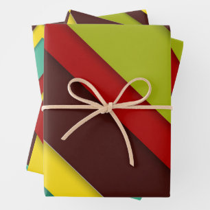 Farbige Diagonalstreifen Geschenkpapier Set