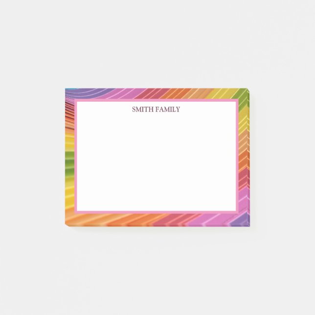 Farbige Diagonalstreifen Retro Post-it Klebezettel (Vorderseite)