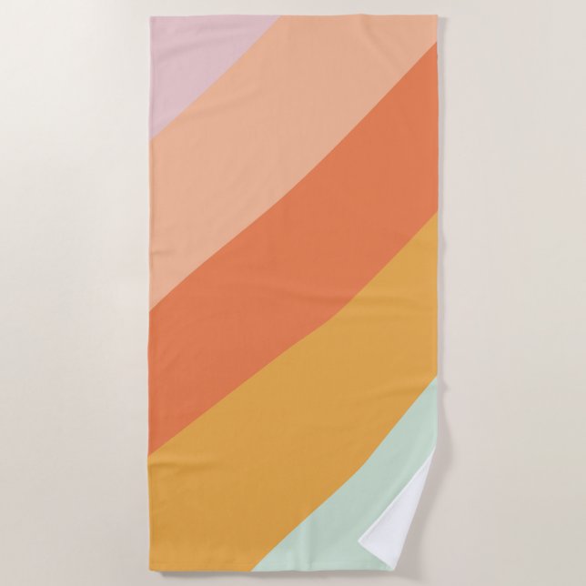 Farbige Diagonalstreifen Retro Sweet Candy Pasty Strandtuch (Vorderseite)
