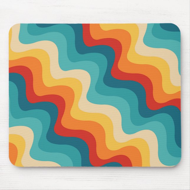 Farbige Diagonalwellen im Retrostil Mousepad (Vorne)