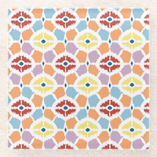 Farbige Diamanten, geometrisch Glasuntersetzer (Vorderseite)