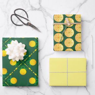 Farbige digitale Grafikdrucke von Zitrusfrüchten Geschenkpapier Set