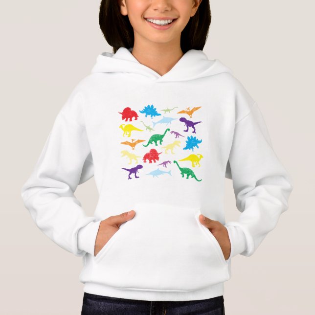 Farbige Dinosaurier Kids Pattern Hoodie (Vorderseite)