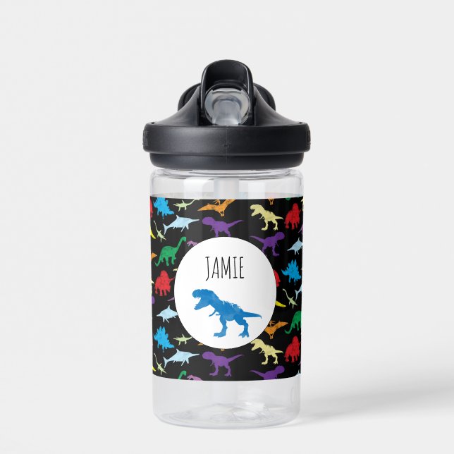 Farbige Dinosaurier Kids Pattern Trinkflasche (Vorne)