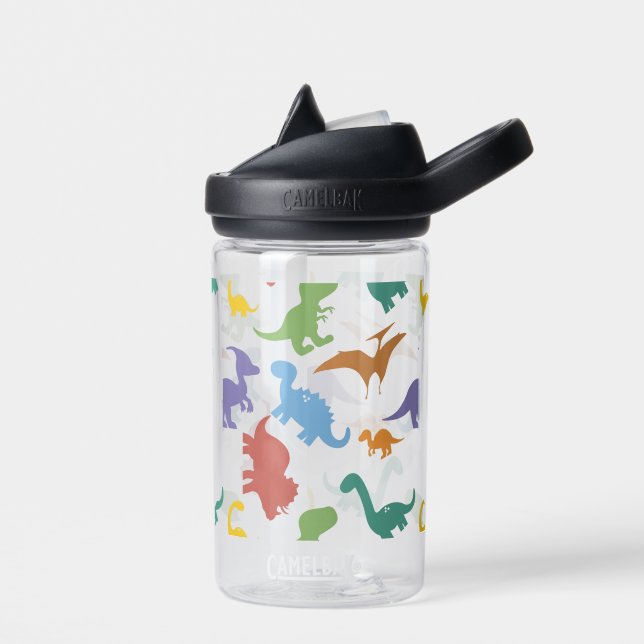 Farbige Dinosaurier Kinder Personalisiert Trinkflasche (Links)
