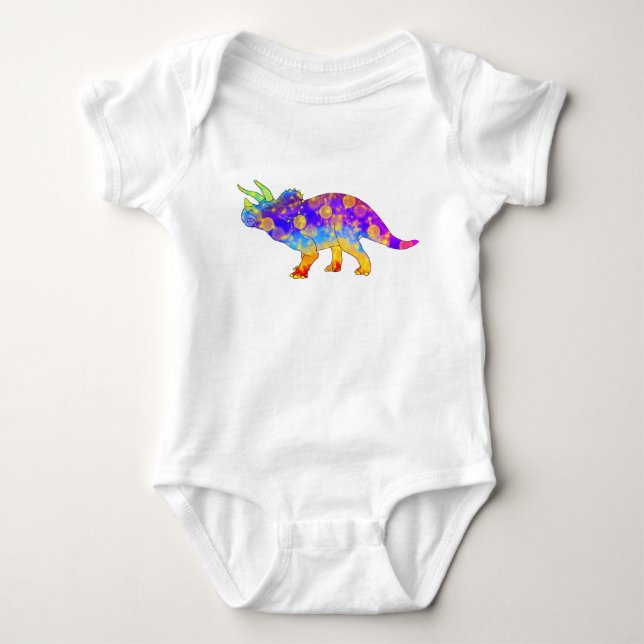 Farbige Dinosaurier-Triceratops Baby Strampler (Vorderseite)