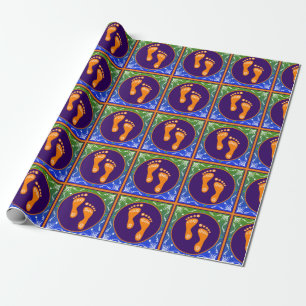 Farbige Diwali Rangoli mit Footprint Geschenkpapier