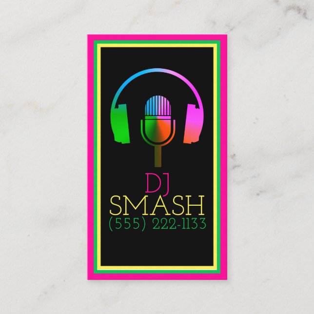 Farbige DJ Musician Music Studio Card Visitenkarte (Vorderseite)