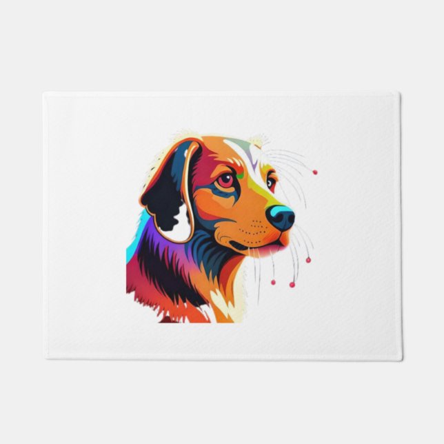 Farbige Dog Grafik - Fußmatte (Vorderseite)