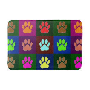 Farbige Dog Paw Print Patches Badematte