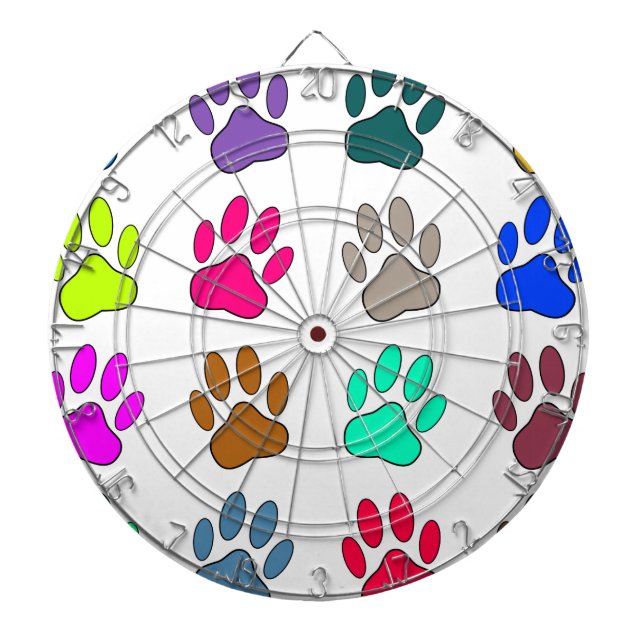 Farbige Dog Paw Print Patches Dartscheibe (vorne)