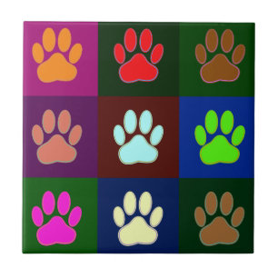 Farbige Dog Paw Print Patches Fliese