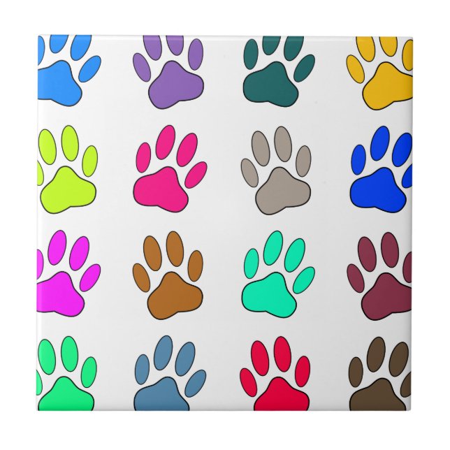 Farbige Dog Paw Print Patches Fliese (Vorderseite)