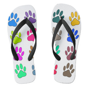 Farbige Dog Paw Print Patches Flip Flops