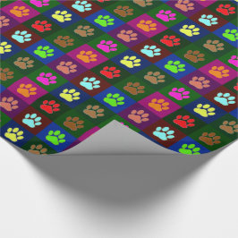 Farbige Dog Paw Print Patches Geschenkpapier