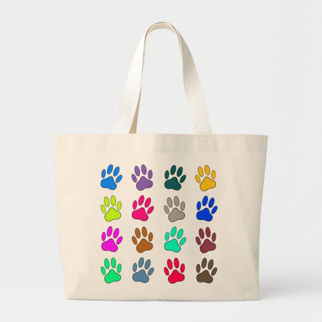 Farbige Dog Paw Print Patches Jumbo Stoffbeutel (Vorne)