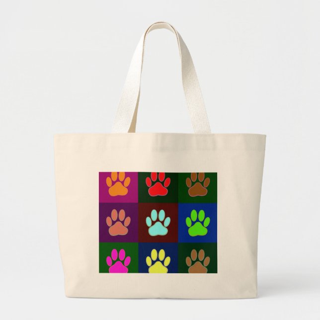 Farbige Dog Paw Print Patches Jumbo Stoffbeutel (Vorne)