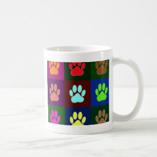 Farbige Dog Paw Print Patches Kaffeetasse