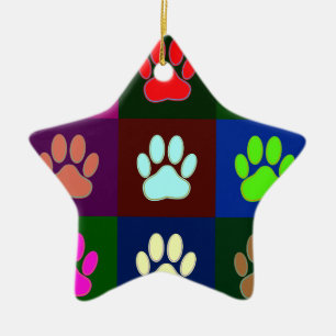 Farbige Dog Paw Print Patches Keramikornament